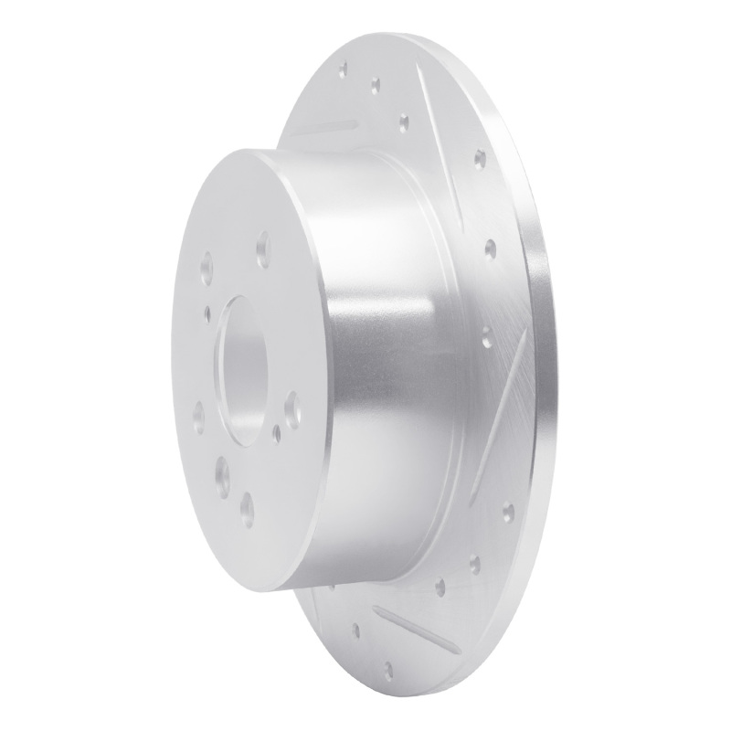 Lexus ES350 Brake Rotor (1) - Rear Right - R1 Concepts - Drilled & Slotted - Silver - `07-`12